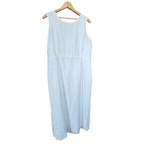 Sleeveless white linen sheath dress